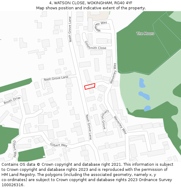 4, WATSON CLOSE, WOKINGHAM, RG40 4YF: Location map and indicative extent of plot