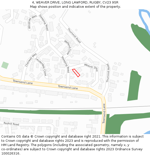 4, WEAVER DRIVE, LONG LAWFORD, RUGBY, CV23 9SR: Location map and indicative extent of plot