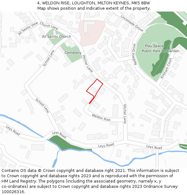 4, WELDON RISE, LOUGHTON, MILTON KEYNES, MK5 8BW: Location map and indicative extent of plot