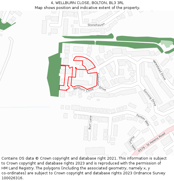 4, WELLBURN CLOSE, BOLTON, BL3 3RL: Location map and indicative extent of plot