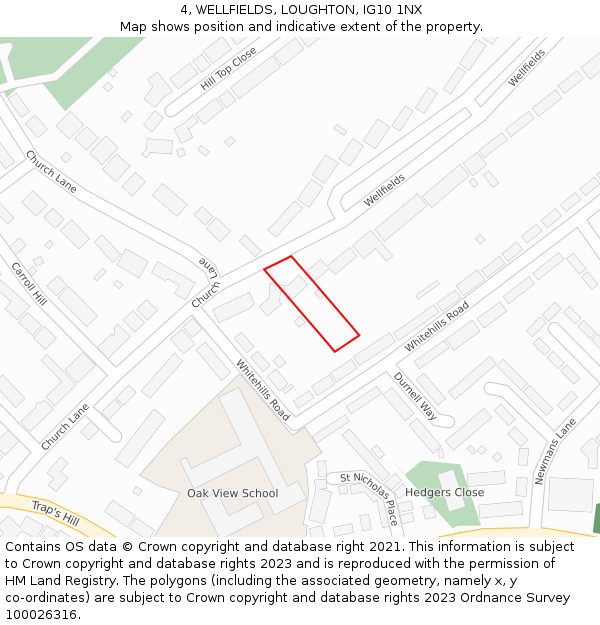 4, WELLFIELDS, LOUGHTON, IG10 1NX: Location map and indicative extent of plot