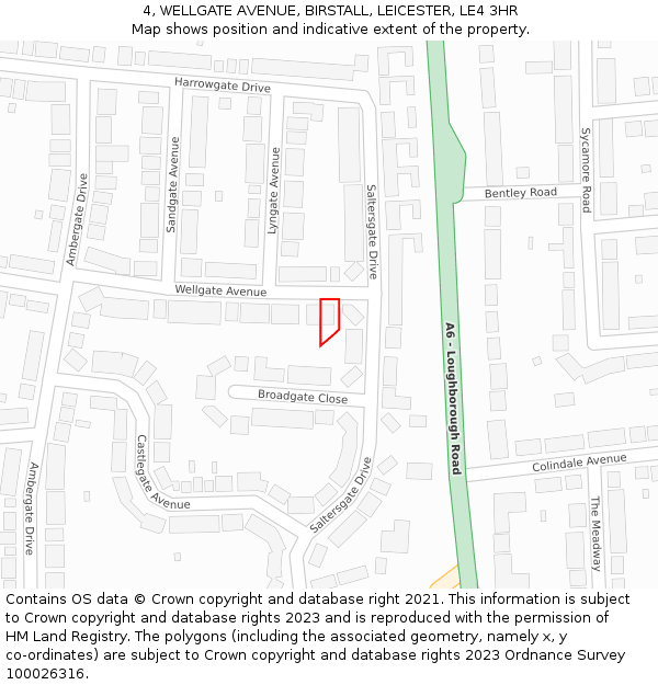 4, WELLGATE AVENUE, BIRSTALL, LEICESTER, LE4 3HR: Location map and indicative extent of plot