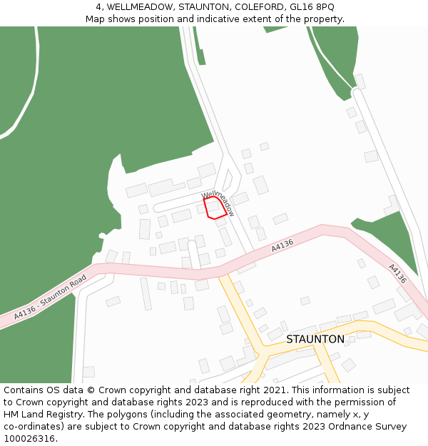 4, WELLMEADOW, STAUNTON, COLEFORD, GL16 8PQ: Location map and indicative extent of plot