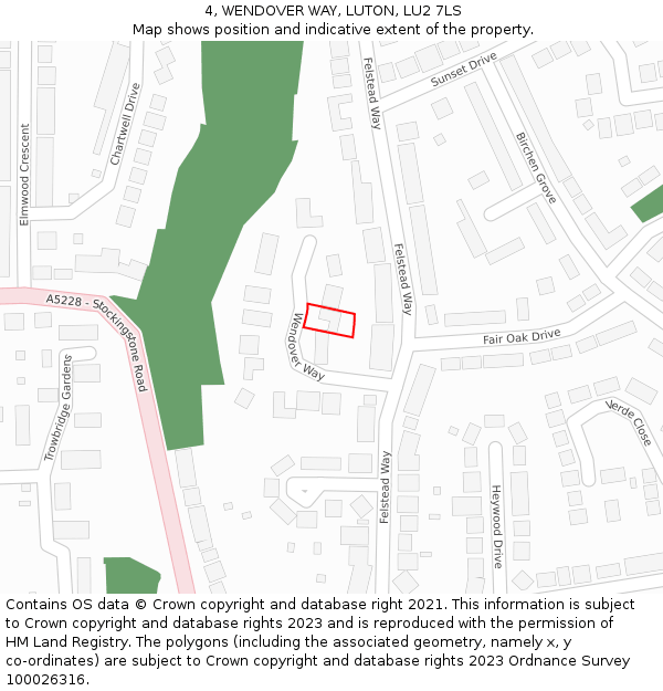 4, WENDOVER WAY, LUTON, LU2 7LS: Location map and indicative extent of plot