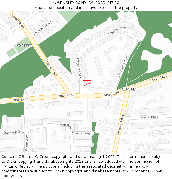 4, WENSLEY ROAD, SALFORD, M7 3QJ: Location map and indicative extent of plot