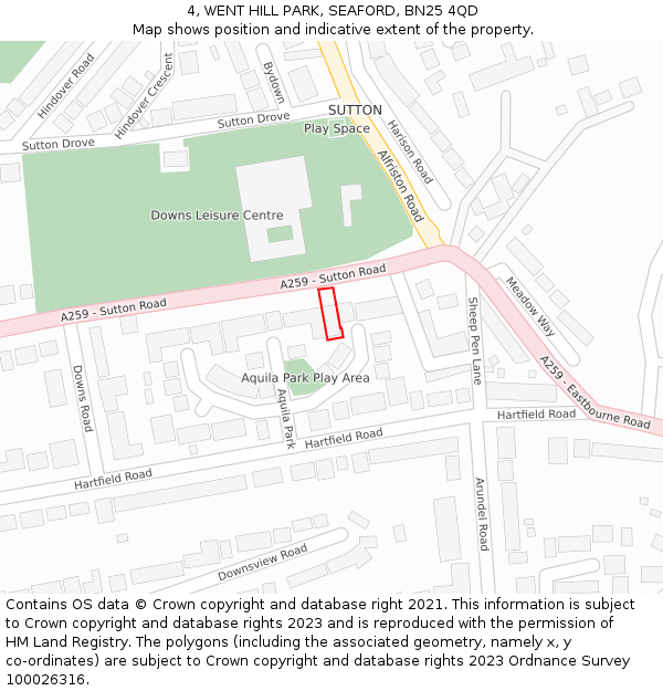 4, WENT HILL PARK, SEAFORD, BN25 4QD: Location map and indicative extent of plot