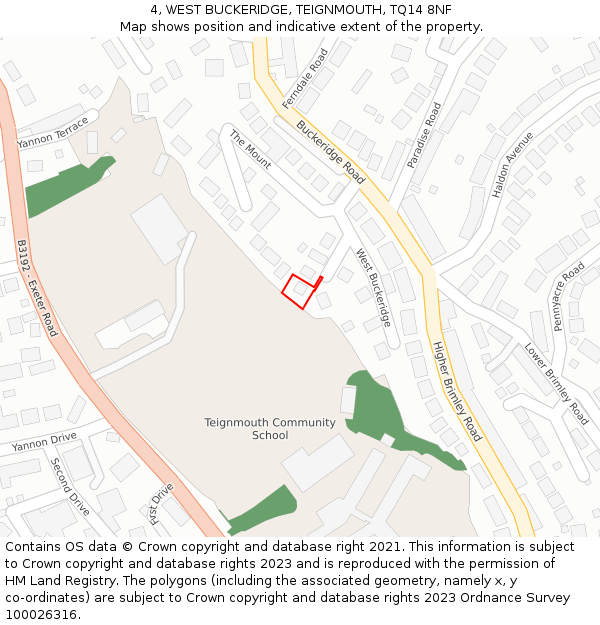 4, WEST BUCKERIDGE, TEIGNMOUTH, TQ14 8NF: Location map and indicative extent of plot