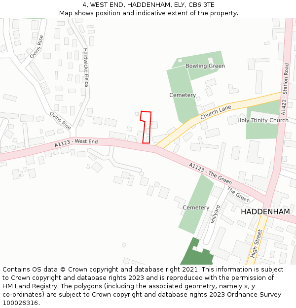 4, WEST END, HADDENHAM, ELY, CB6 3TE: Location map and indicative extent of plot