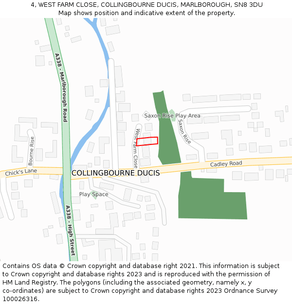 4, WEST FARM CLOSE, COLLINGBOURNE DUCIS, MARLBOROUGH, SN8 3DU: Location map and indicative extent of plot