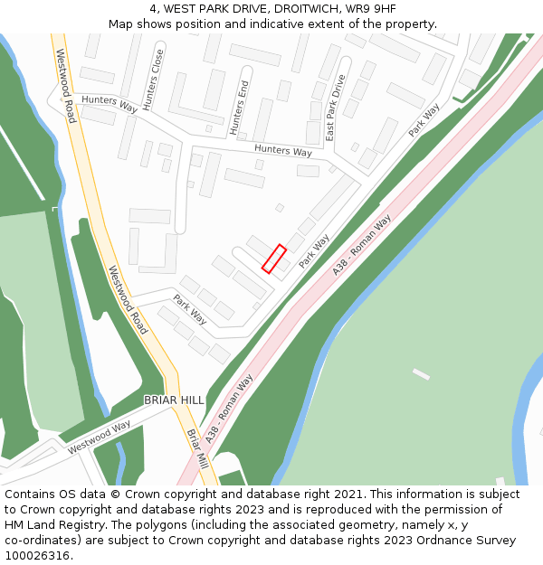 4, WEST PARK DRIVE, DROITWICH, WR9 9HF: Location map and indicative extent of plot