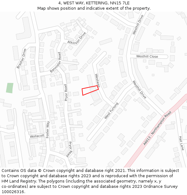 4, WEST WAY, KETTERING, NN15 7LE: Location map and indicative extent of plot