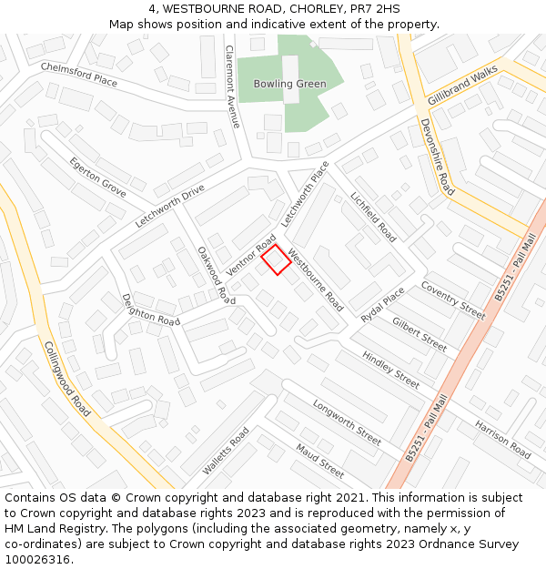 4, WESTBOURNE ROAD, CHORLEY, PR7 2HS: Location map and indicative extent of plot