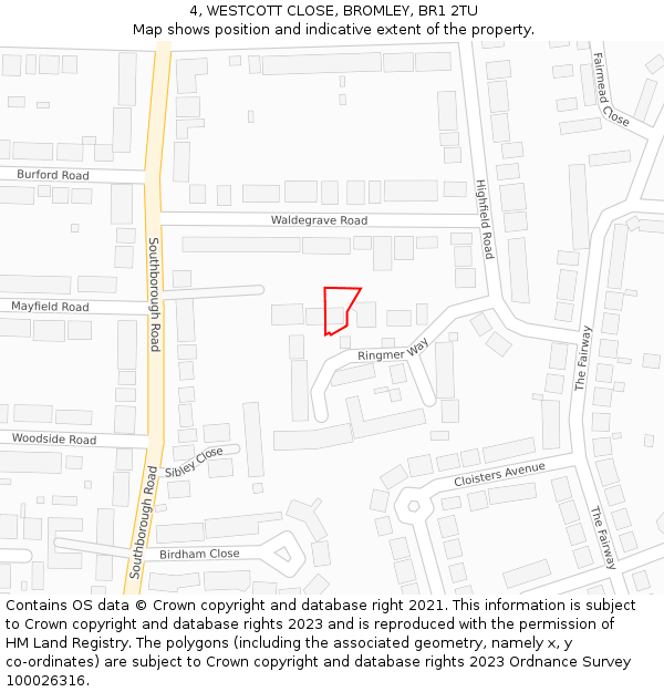 4, WESTCOTT CLOSE, BROMLEY, BR1 2TU: Location map and indicative extent of plot