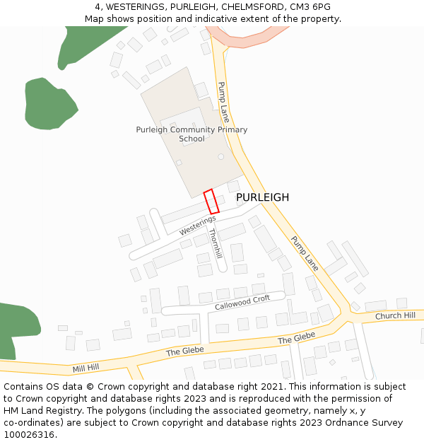4, WESTERINGS, PURLEIGH, CHELMSFORD, CM3 6PG: Location map and indicative extent of plot