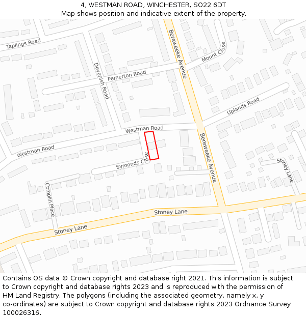 4, WESTMAN ROAD, WINCHESTER, SO22 6DT: Location map and indicative extent of plot