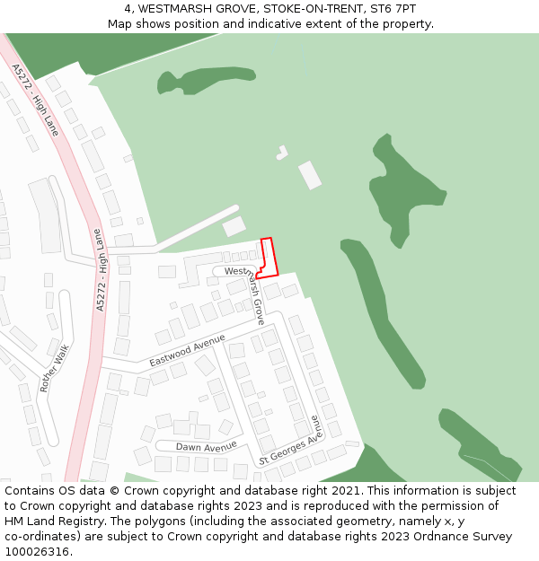 4, WESTMARSH GROVE, STOKE-ON-TRENT, ST6 7PT: Location map and indicative extent of plot