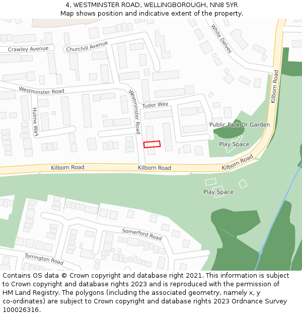 4, WESTMINSTER ROAD, WELLINGBOROUGH, NN8 5YR: Location map and indicative extent of plot