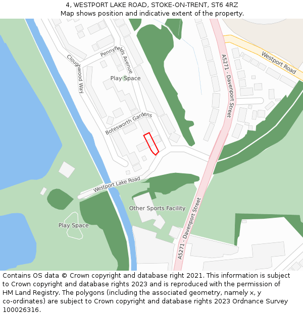 4, WESTPORT LAKE ROAD, STOKE-ON-TRENT, ST6 4RZ: Location map and indicative extent of plot