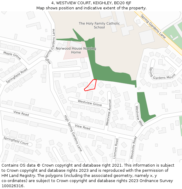 4, WESTVIEW COURT, KEIGHLEY, BD20 6JF: Location map and indicative extent of plot