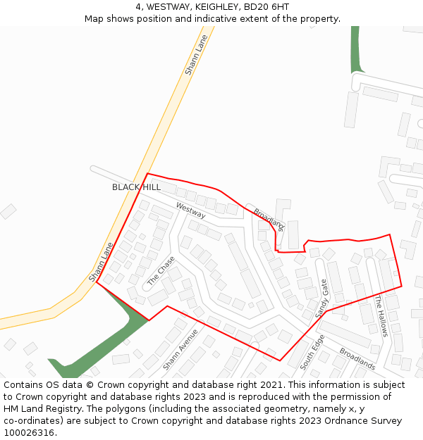 4, WESTWAY, KEIGHLEY, BD20 6HT: Location map and indicative extent of plot