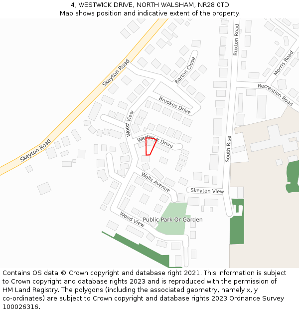 4, WESTWICK DRIVE, NORTH WALSHAM, NR28 0TD: Location map and indicative extent of plot