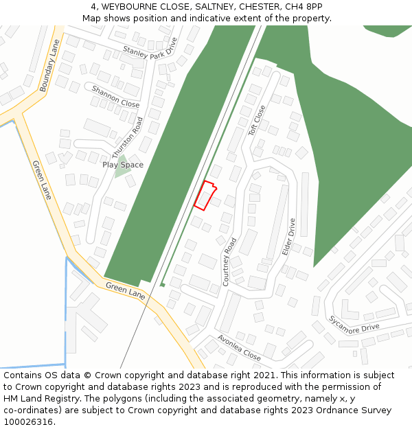 4, WEYBOURNE CLOSE, SALTNEY, CHESTER, CH4 8PP: Location map and indicative extent of plot