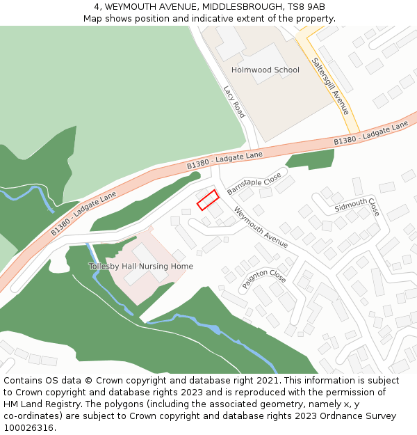 4, WEYMOUTH AVENUE, MIDDLESBROUGH, TS8 9AB: Location map and indicative extent of plot