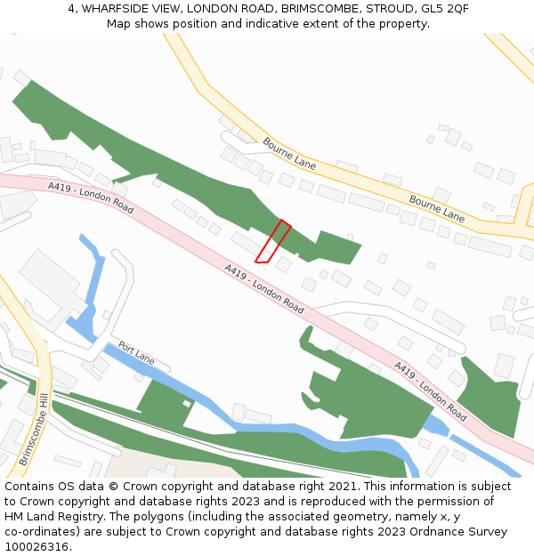 4, WHARFSIDE VIEW, LONDON ROAD, BRIMSCOMBE, STROUD, GL5 2QF: Location map and indicative extent of plot