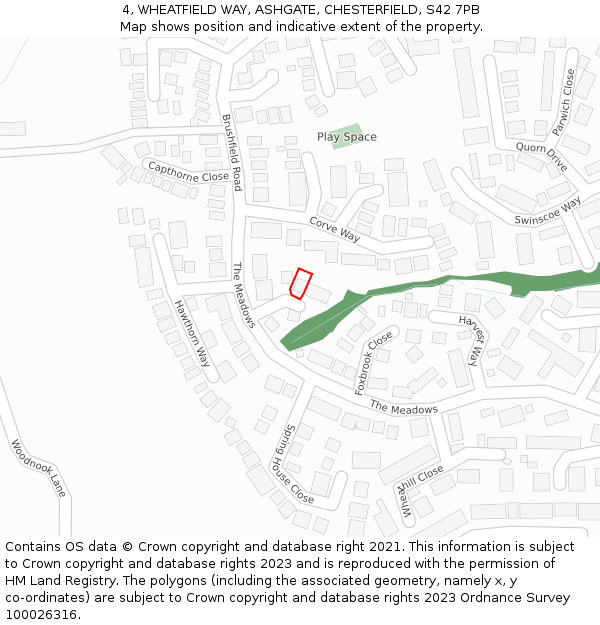 4, WHEATFIELD WAY, ASHGATE, CHESTERFIELD, S42 7PB: Location map and indicative extent of plot