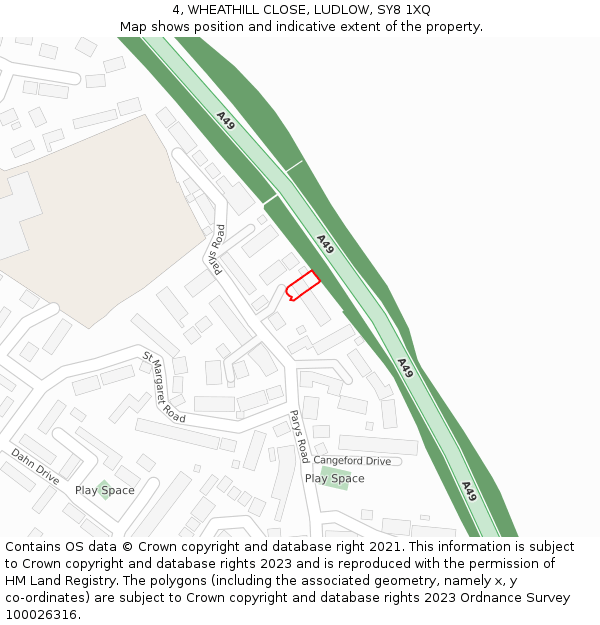 4, WHEATHILL CLOSE, LUDLOW, SY8 1XQ: Location map and indicative extent of plot