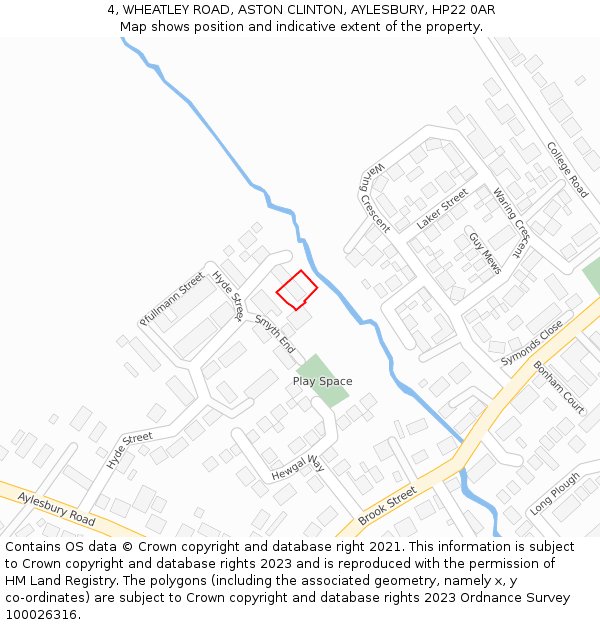 4, WHEATLEY ROAD, ASTON CLINTON, AYLESBURY, HP22 0AR: Location map and indicative extent of plot