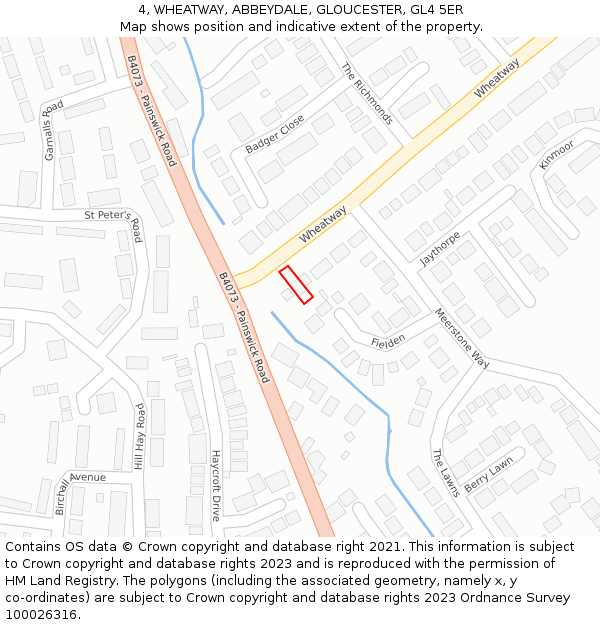 4, WHEATWAY, ABBEYDALE, GLOUCESTER, GL4 5ER: Location map and indicative extent of plot