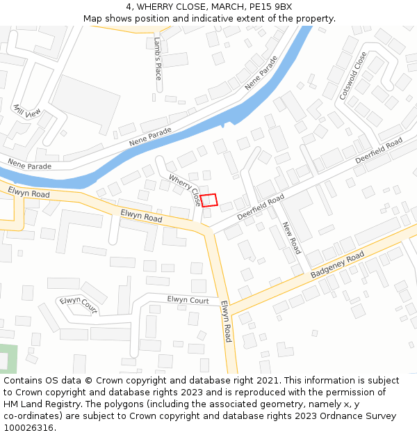 4, WHERRY CLOSE, MARCH, PE15 9BX: Location map and indicative extent of plot