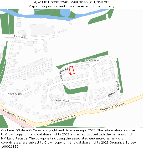 4, WHITE HORSE ROAD, MARLBOROUGH, SN8 2FE: Location map and indicative extent of plot