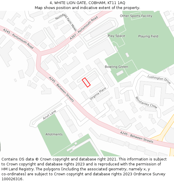 4, WHITE LION GATE, COBHAM, KT11 1AQ: Location map and indicative extent of plot