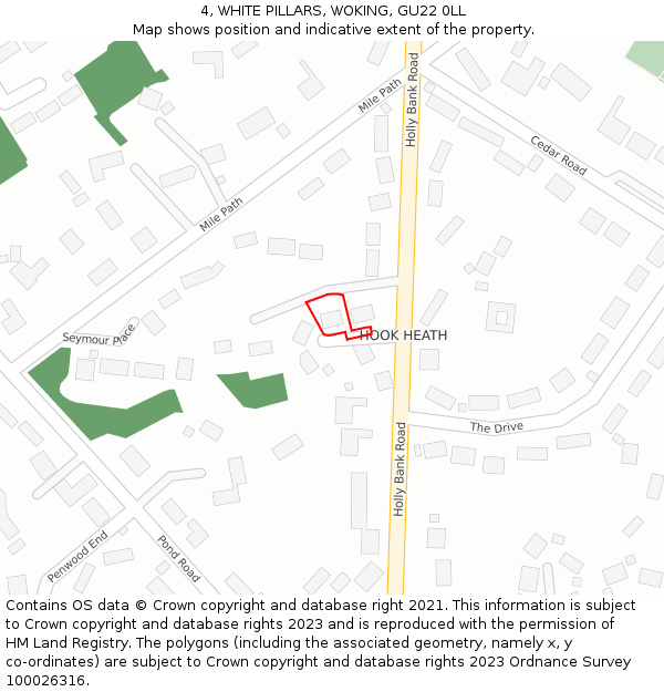 4, WHITE PILLARS, WOKING, GU22 0LL: Location map and indicative extent of plot