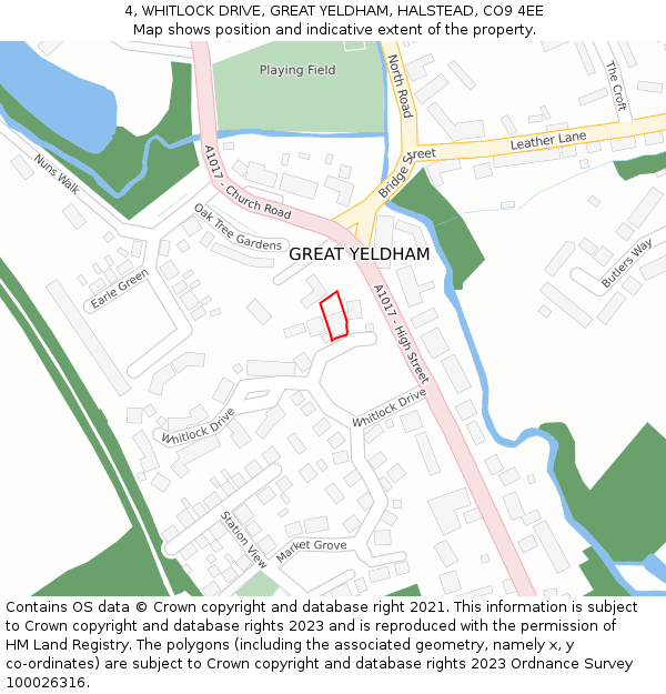 4, WHITLOCK DRIVE, GREAT YELDHAM, HALSTEAD, CO9 4EE: Location map and indicative extent of plot
