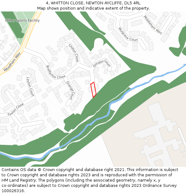 4, WHITTON CLOSE, NEWTON AYCLIFFE, DL5 4RL: Location map and indicative extent of plot