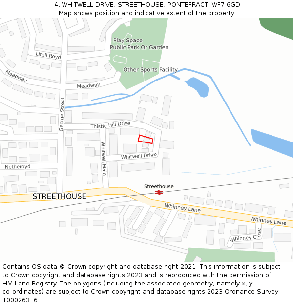 4, WHITWELL DRIVE, STREETHOUSE, PONTEFRACT, WF7 6GD: Location map and indicative extent of plot