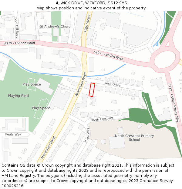 4, WICK DRIVE, WICKFORD, SS12 9AS: Location map and indicative extent of plot