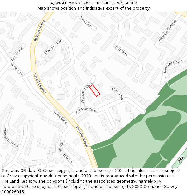 4, WIGHTMAN CLOSE, LICHFIELD, WS14 9RR: Location map and indicative extent of plot