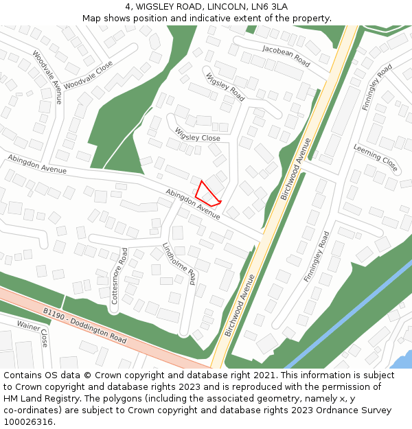 4, WIGSLEY ROAD, LINCOLN, LN6 3LA: Location map and indicative extent of plot