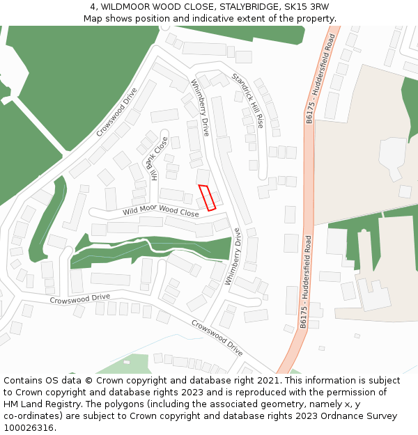 4, WILDMOOR WOOD CLOSE, STALYBRIDGE, SK15 3RW: Location map and indicative extent of plot