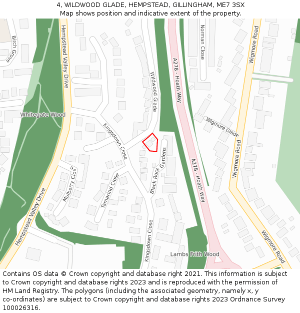 4, WILDWOOD GLADE, HEMPSTEAD, GILLINGHAM, ME7 3SX: Location map and indicative extent of plot
