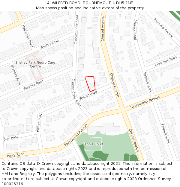 4, WILFRED ROAD, BOURNEMOUTH, BH5 1NB: Location map and indicative extent of plot