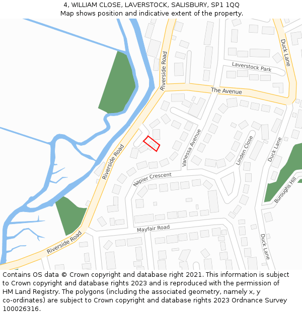4, WILLIAM CLOSE, LAVERSTOCK, SALISBURY, SP1 1QQ: Location map and indicative extent of plot