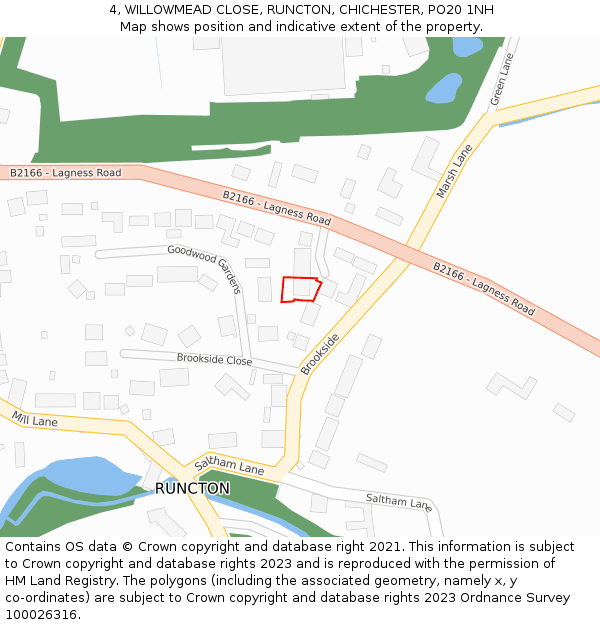 4, WILLOWMEAD CLOSE, RUNCTON, CHICHESTER, PO20 1NH: Location map and indicative extent of plot