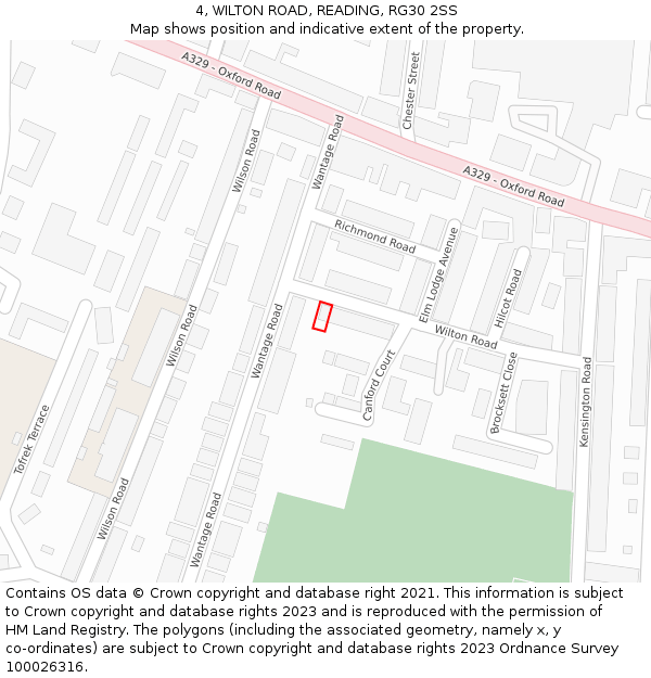 4, WILTON ROAD, READING, RG30 2SS: Location map and indicative extent of plot