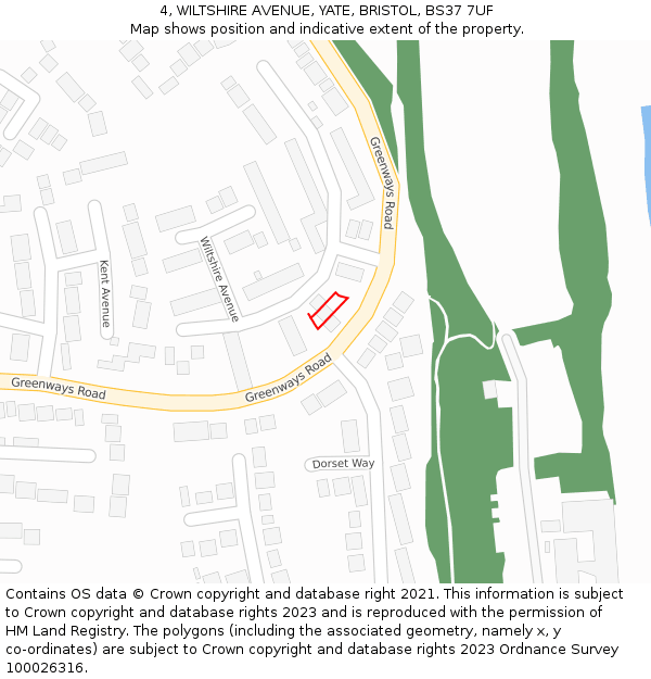 4, WILTSHIRE AVENUE, YATE, BRISTOL, BS37 7UF: Location map and indicative extent of plot