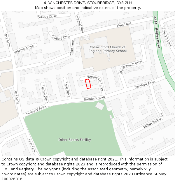 4, WINCHESTER DRIVE, STOURBRIDGE, DY8 2LH: Location map and indicative extent of plot